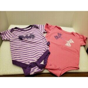 Under Armour and Batman One-piece Snapped Bodysuit 3-6 Month Baby Girl Lot of 2